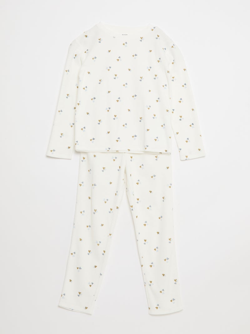 Ensemble de pyjama en polaire sweat + pantalon - 2 pièces Blanc - Kiabi