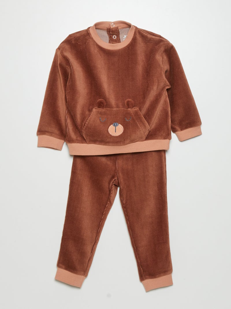 Ensemble de pyjama en velours - 2 pièces Marron - Kiabi