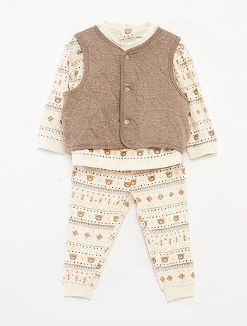 Ensemble de pyjama en velours + gilet interlock en coton
