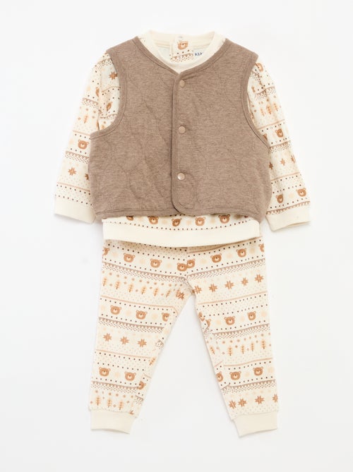 Ensemble de pyjama en velours + gilet interlock en coton - Kiabi