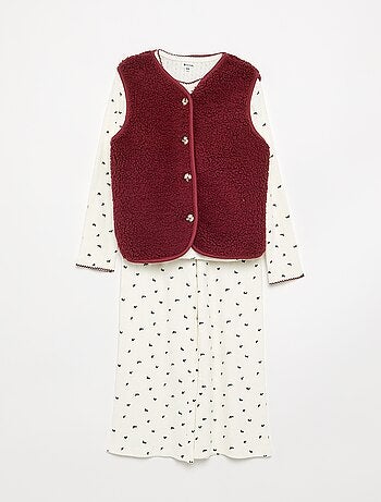 Ensemble de pyjama fille de Noël 3 pièces - T-shirt + pantalon + veste