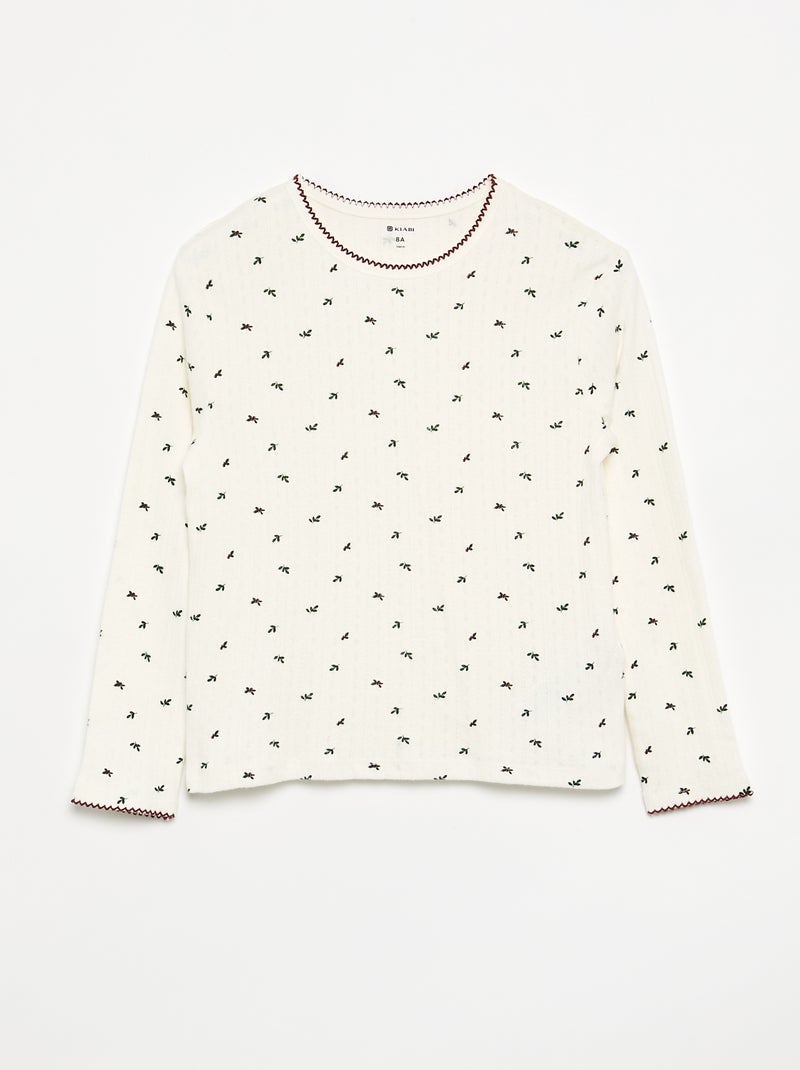 Ensemble de pyjama fille de Noël 3 pièces - T-shirt + pantalon + veste Ecru - Kiabi