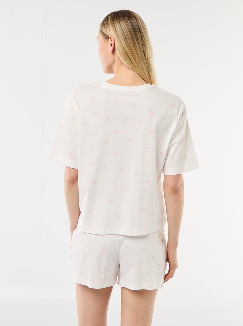 Ensemble de pyjama haut + short en jersey coton Blanc - Kiabi