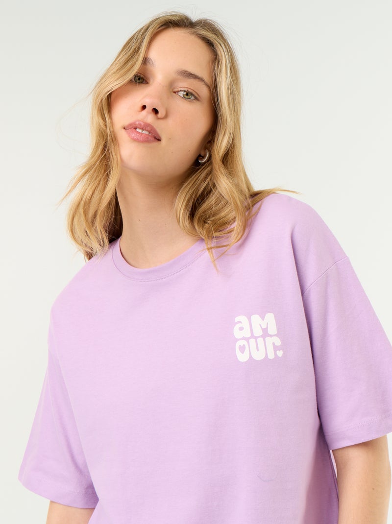 Ensemble de pyjama haut + short en jersey coton Mauve/lilas - Kiabi