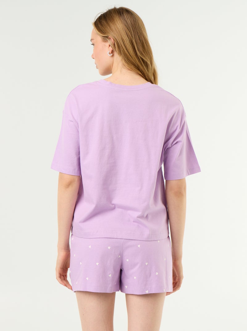 Ensemble de pyjama haut + short en jersey coton Mauve/lilas - Kiabi