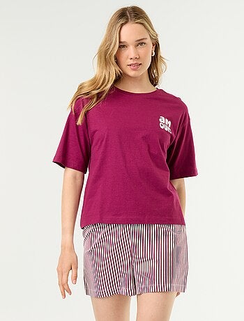 Ensemble de pyjama haut + short en jersey coton