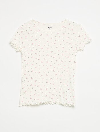 Ensemble de pyjama haut + short en maille côtelée coton