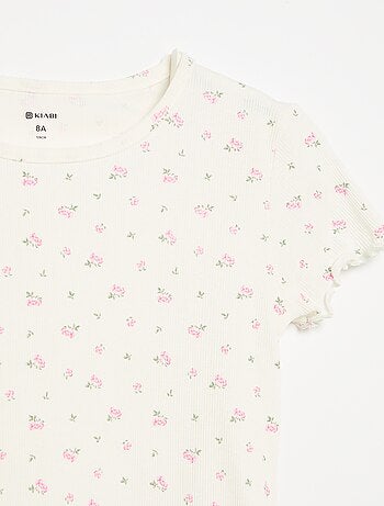 Ensemble de pyjama haut + short en maille côtelée coton