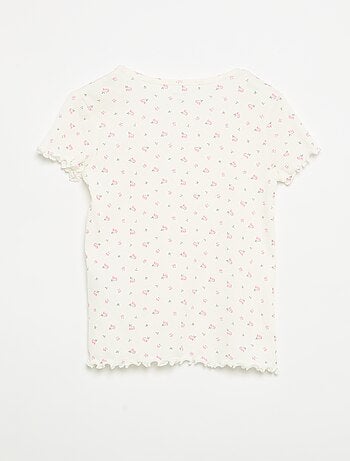 Ensemble de pyjama haut + short en maille côtelée coton