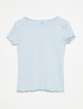 Ensemble de pyjama haut + short en maille côtelée coton