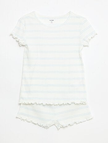 Ensemble de pyjama haut + short en rib coton