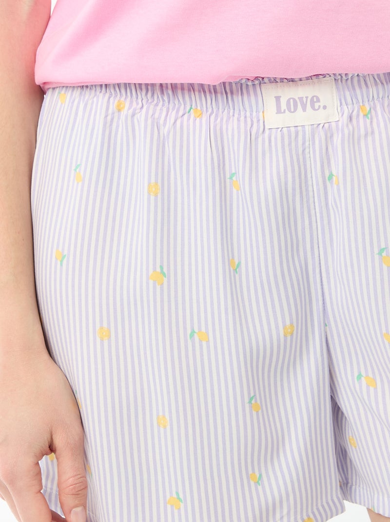 Ensemble de pyjama haut + short léger all-over rayé Violet - Kiabi