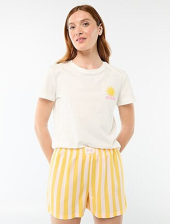 Ensemble de pyjama haut + short léger all-over rayé