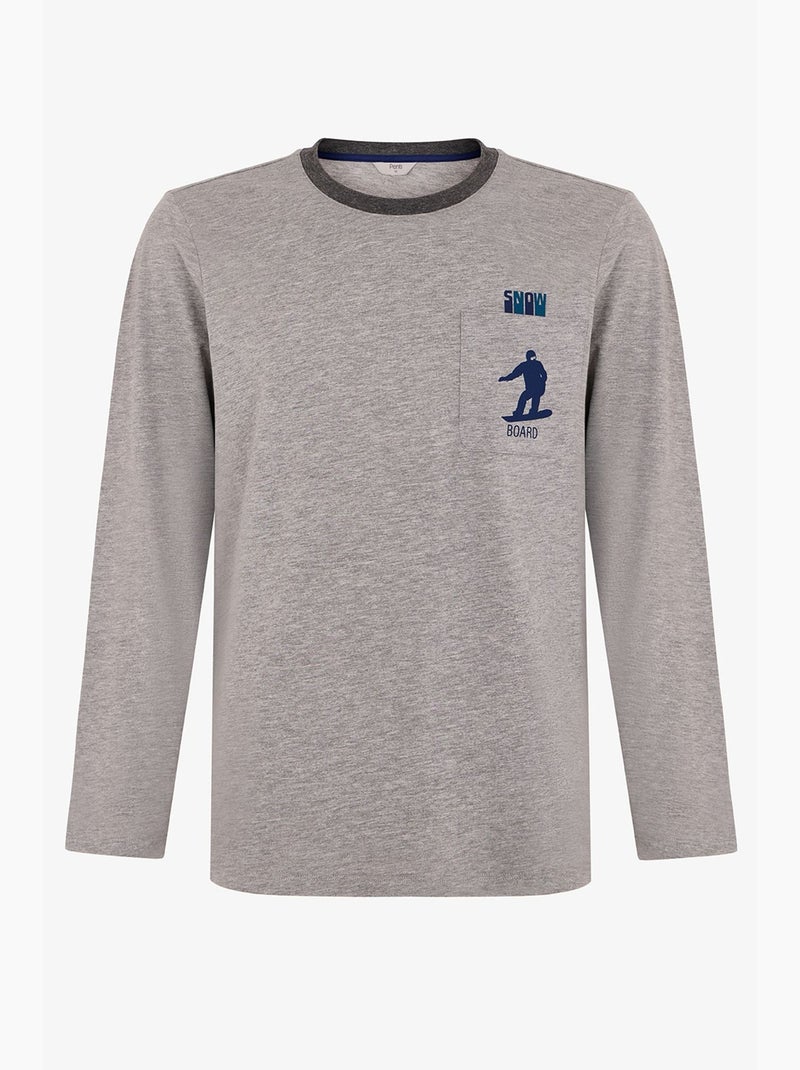 Ensemble de pyjama homme snow glide à manches longues penti Gris clair - Kiabi