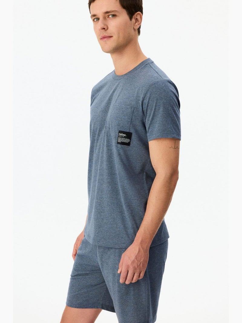 Ensemble de pyjama homme soft à manches courtes et short penti Bleu - Kiabi