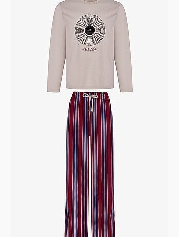 Ensemble de pyjama homme soundwave à rayures, pantalon long et manches longues penti
