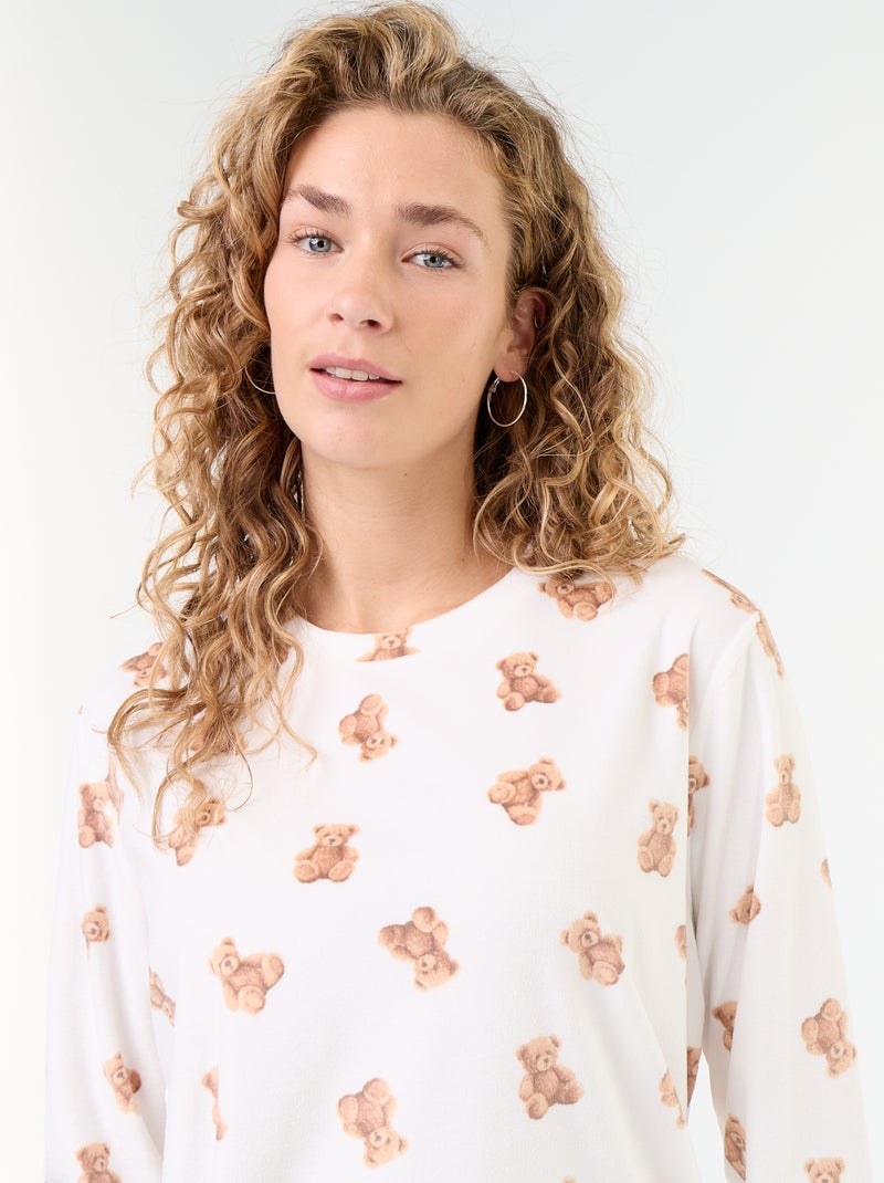 Ensemble de pyjama long en polaire - 2 pièces Blanc - Kiabi