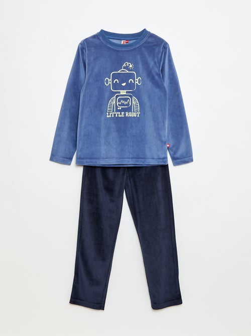 Ensemble de pyjama long en velours t-shirt + pantalon - 2 pièces - Kiabi