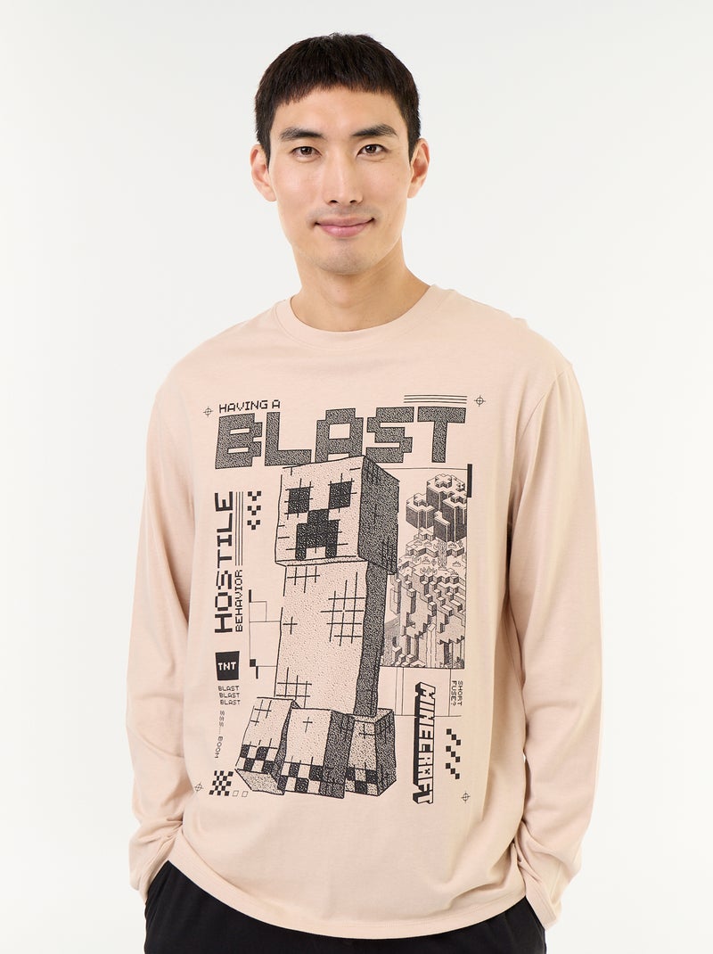 Ensemble de pyjama long 'Minecraft' - 2 pièces Beige - Kiabi