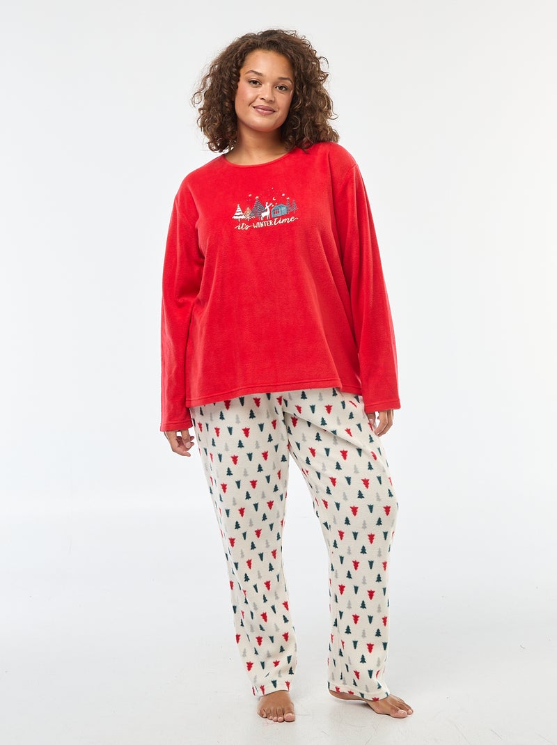 Ensemble de pyjama long Noël en polaire - 2 pièces Rouge - Kiabi