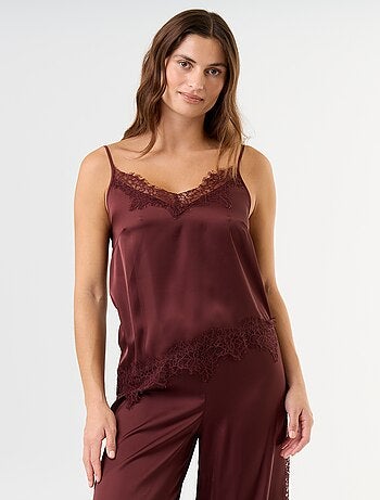 Ensemble de pyjama long satiné top + pantalon - 2 pièces
