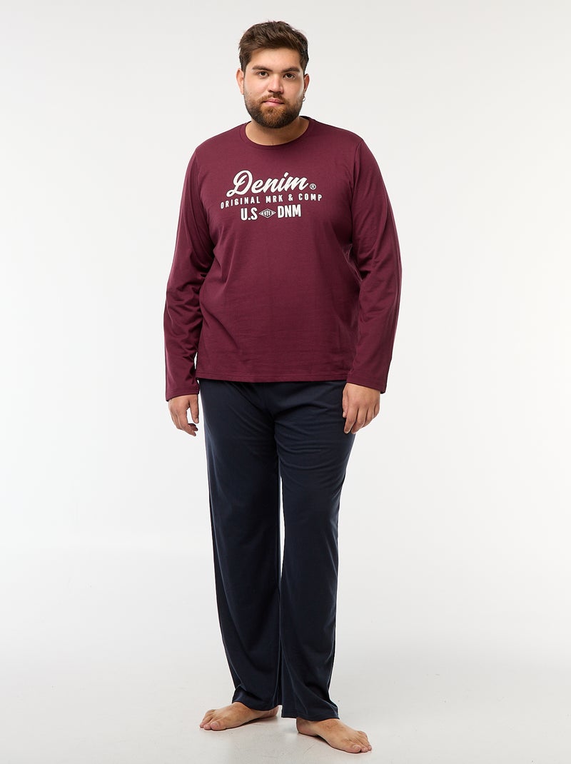 Ensemble de pyjama long t-shirt + pantalon - 2 pièces Rouge - Kiabi