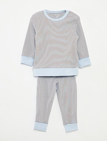 Ensemble de pyjama long t-shirt + pantalon à rayures - 2 pièces