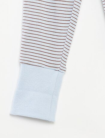 Ensemble de pyjama long t-shirt + pantalon à rayures - 2 pièces