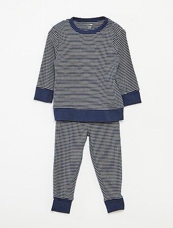 Ensemble de pyjama long t-shirt + pantalon à rayures - 2 pièces