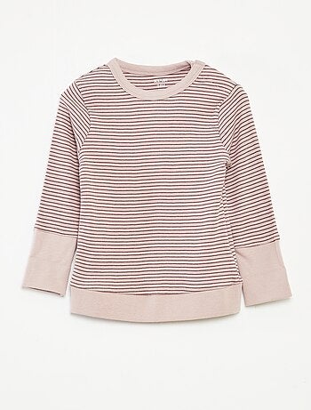 Ensemble de pyjama long t-shirt + pantalon à rayures - 2 pièces