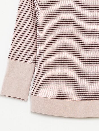Ensemble de pyjama long t-shirt + pantalon à rayures - 2 pièces