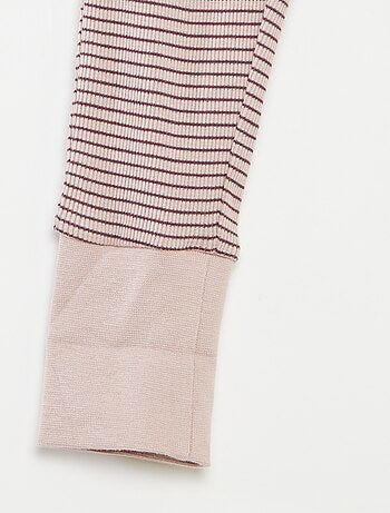 Ensemble de pyjama long t-shirt + pantalon à rayures - 2 pièces