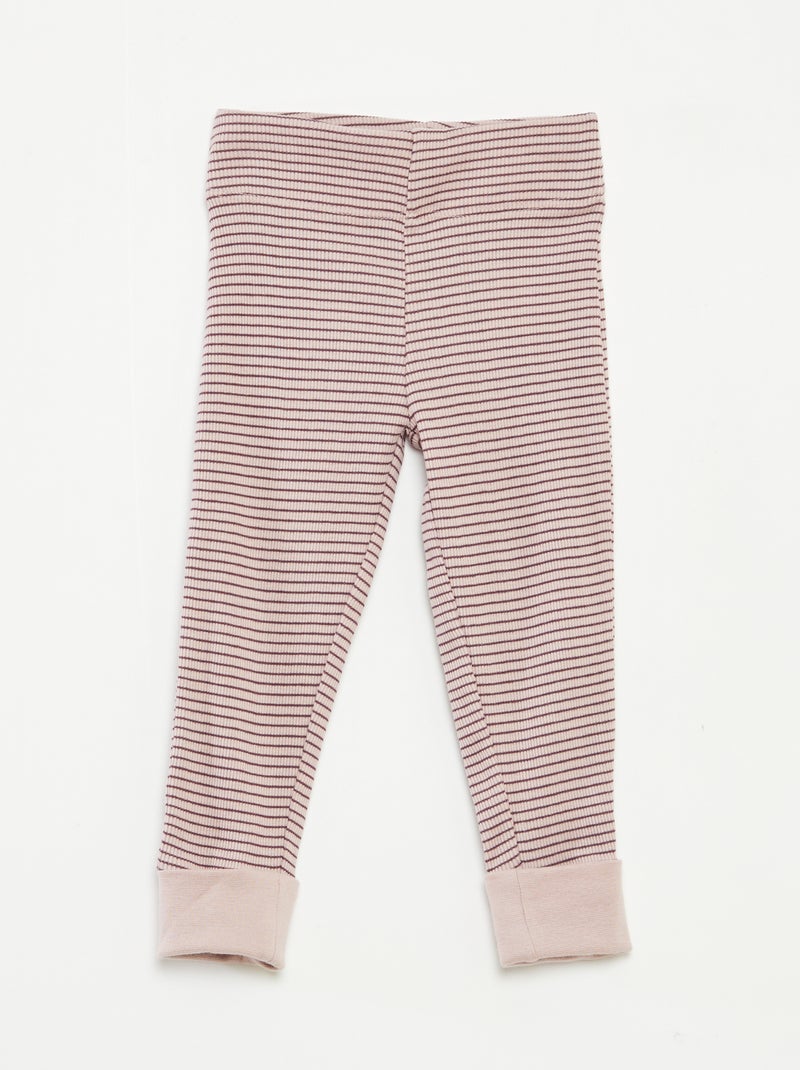 Ensemble de pyjama long t-shirt + pantalon à rayures - 2 pièces Violet - Kiabi