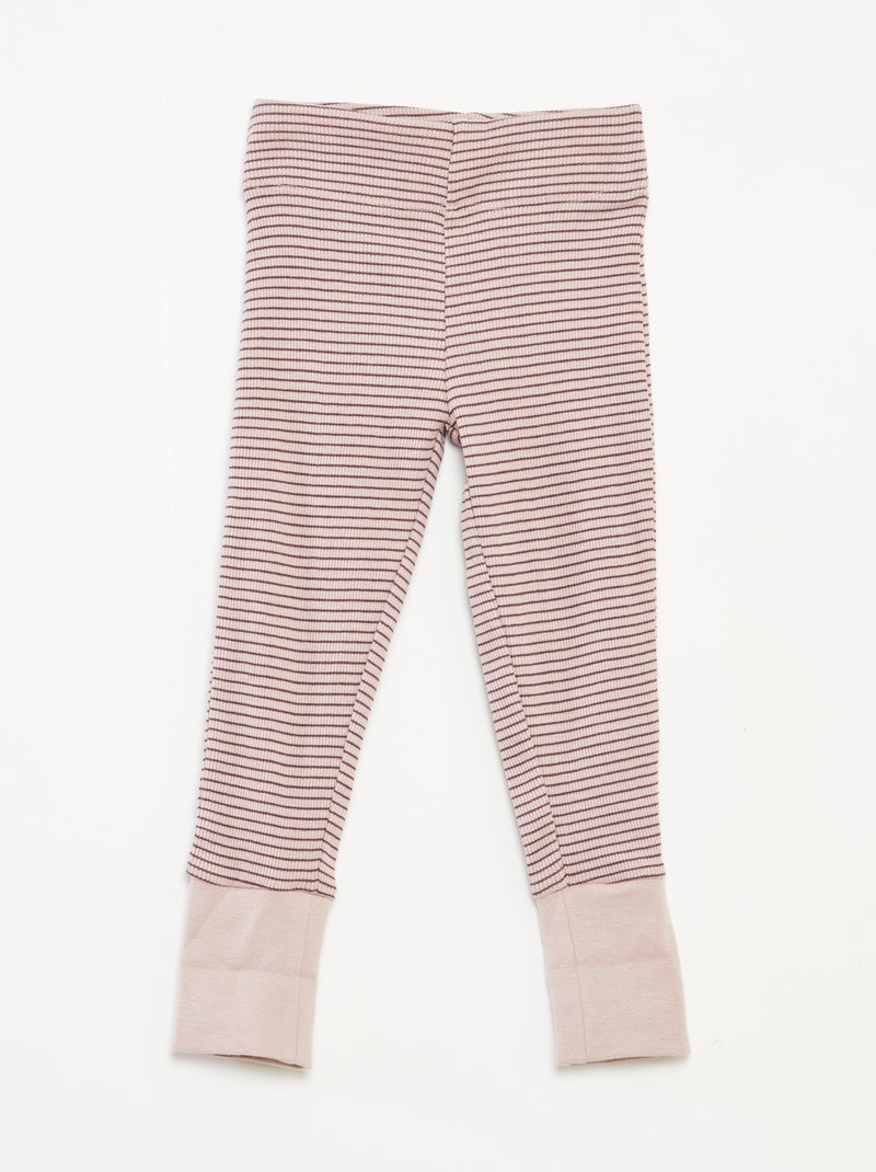 Ensemble de pyjama long t-shirt + pantalon à rayures - 2 pièces Violet - Kiabi