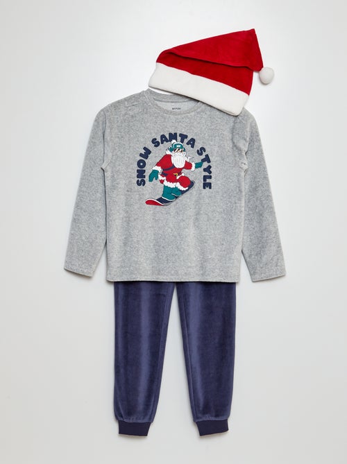 Ensemble de pyjama long t-shirt + pantalon + bonnet  - 3 pièces - Kiabi