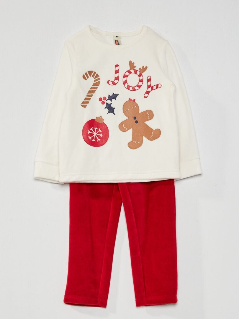 Ensemble de pyjama polaire 'Noël' blanc/rouge - Kiabi