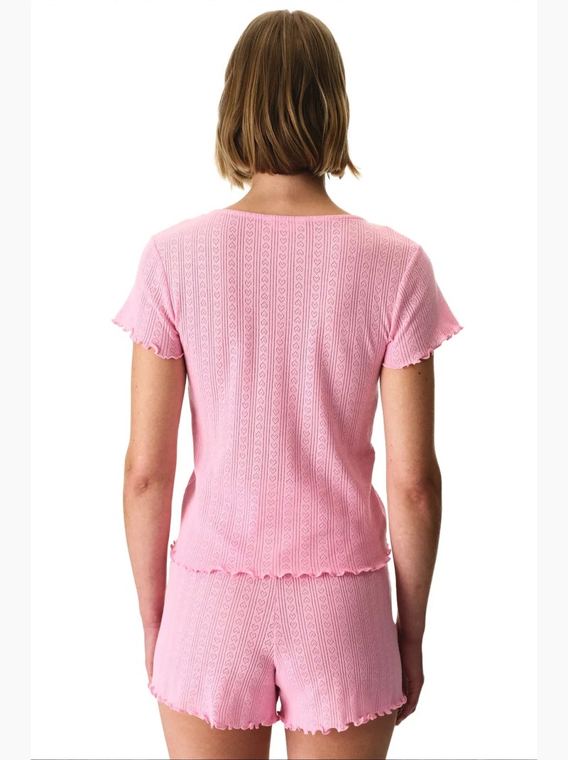 Ensemble de pyjama rosalie pointel short et manches courtes penti Rose - Kiabi