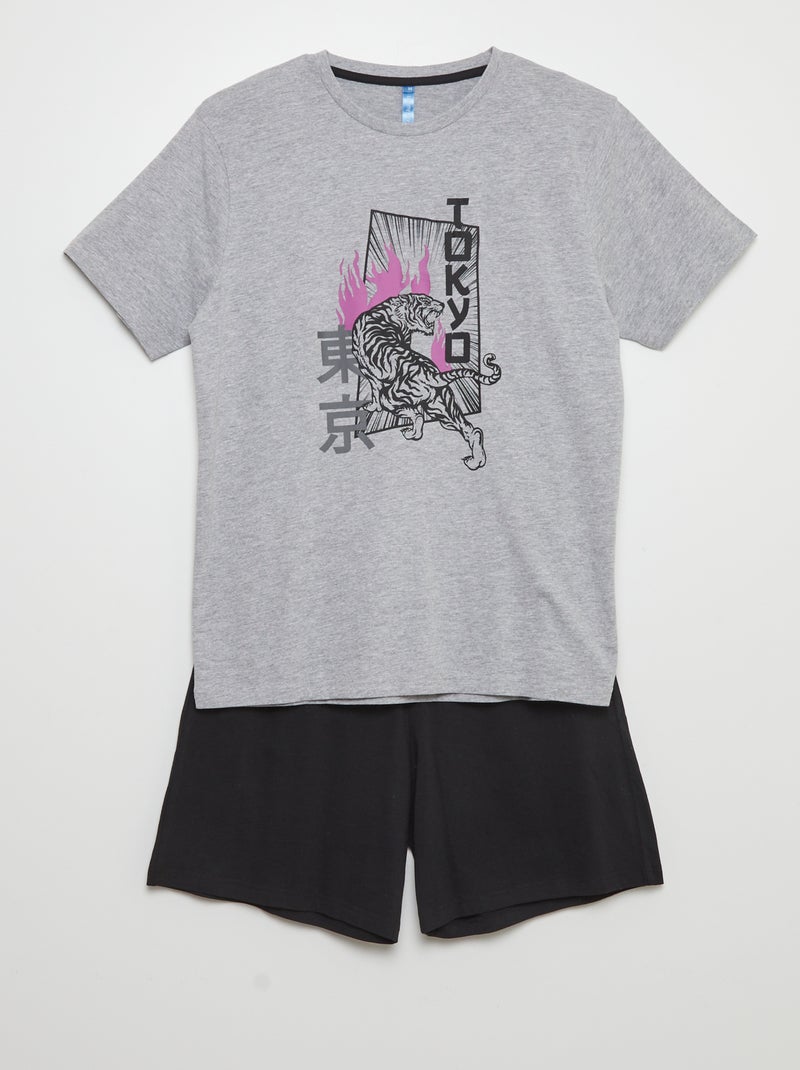 Ensemble de pyjama short + t-shirt - 2 pièces Gris - Kiabi