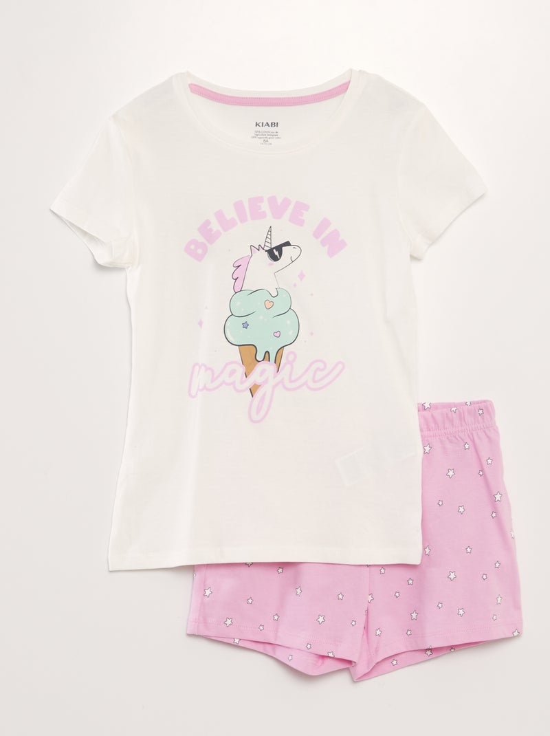 Ensemble de pyjama : T-shirt + short - 2 pièces Licorne - Kiabi