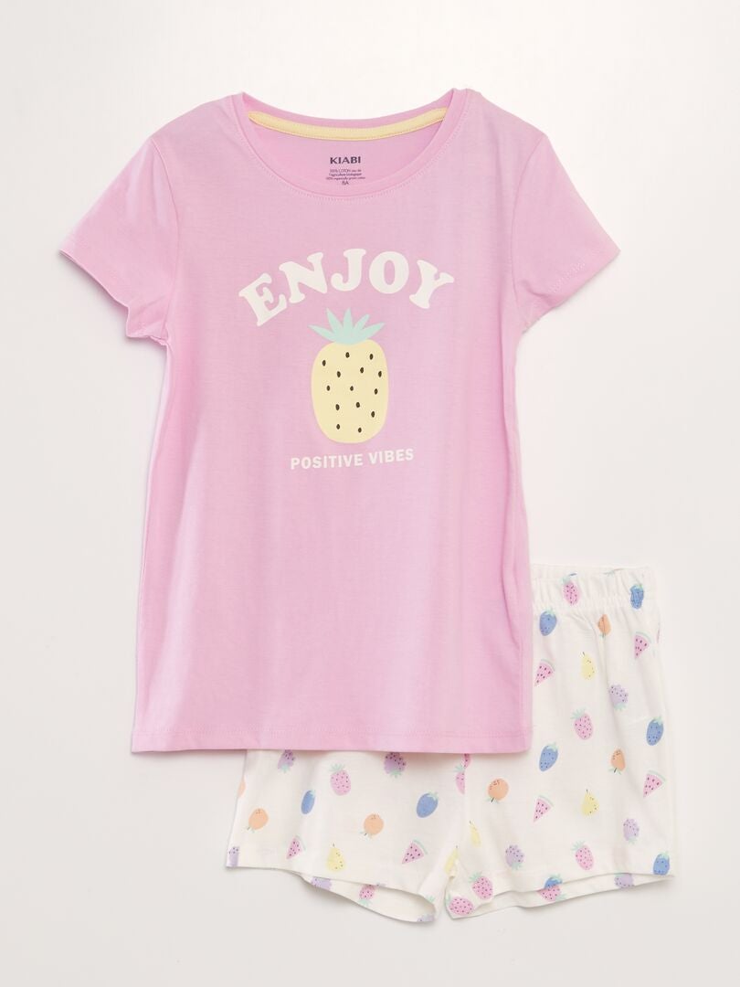 Ensemble de pyjama : T-shirt + short - 2 pièces Rose bonbon - Kiabi