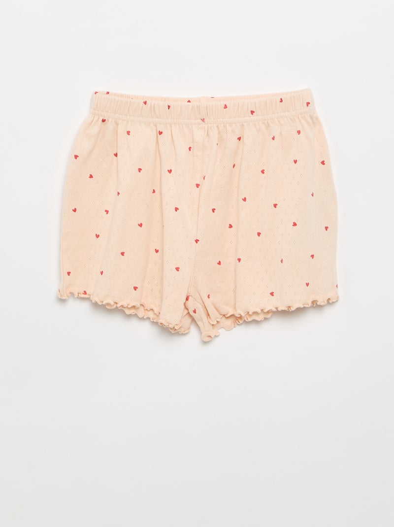Ensemble de pyjama t-shirt + short en maille pointelle - 2 pièces Rose - Kiabi