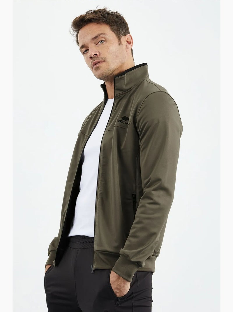Ensemble de sport homme en maille scuba à col zippé tommy Vert kaki - Kiabi