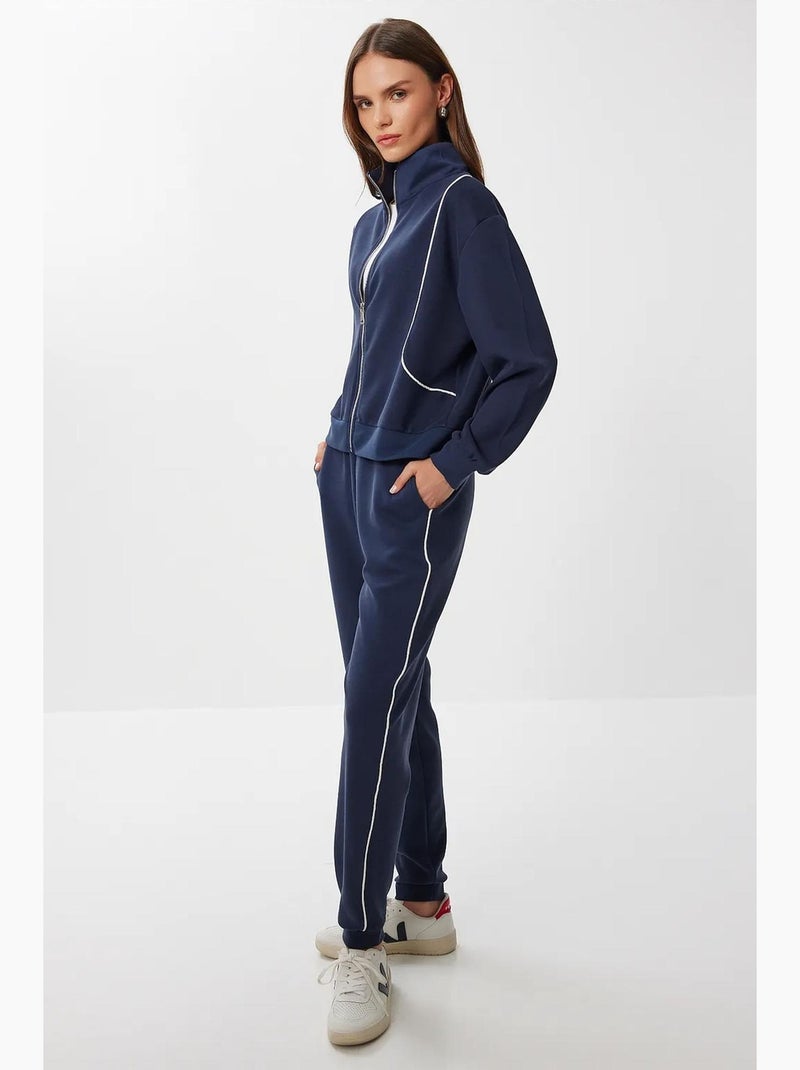 Ensemble de survêtement à manches longues et col zippé pour femme istanbul Bleu marine - Kiabi