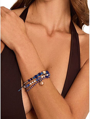 Ensemble de trois bracelets bleu et doré complementos