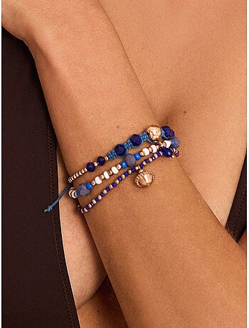 Ensemble de trois bracelets bleu et doré complementos