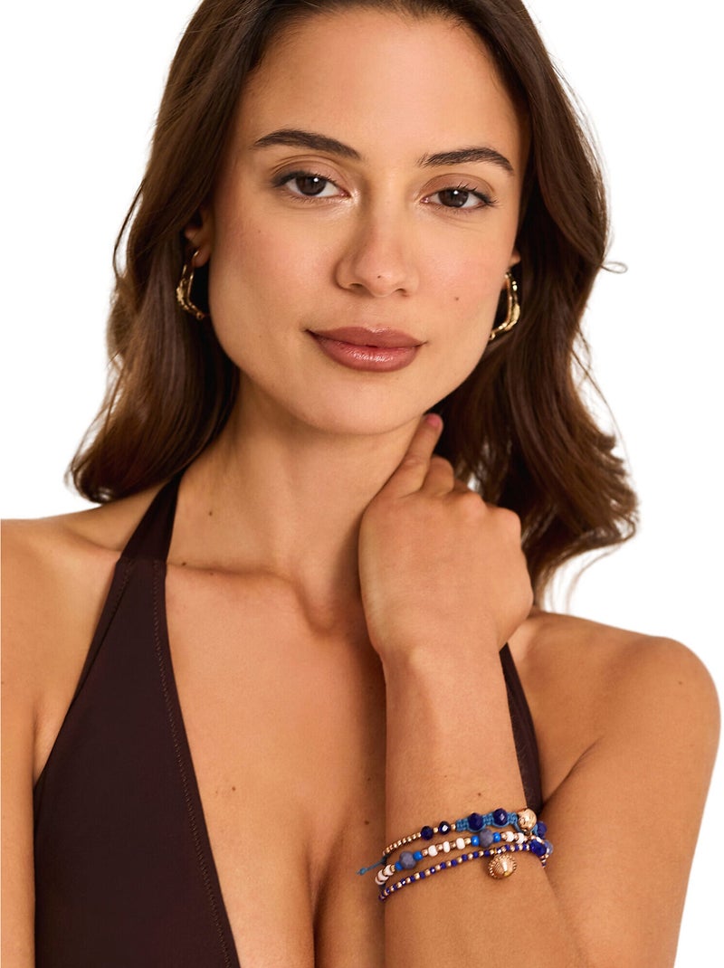 Ensemble de trois bracelets bleu et doré complementos Bleu - Kiabi