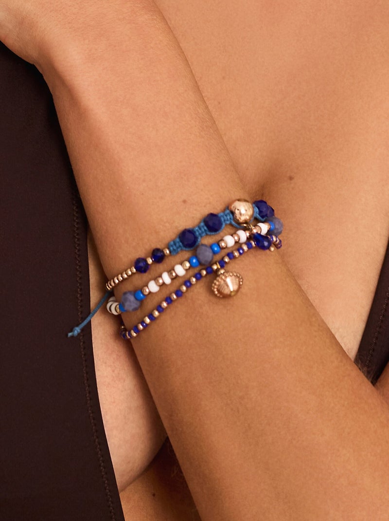 Ensemble de trois bracelets bleu et doré complementos Bleu - Kiabi