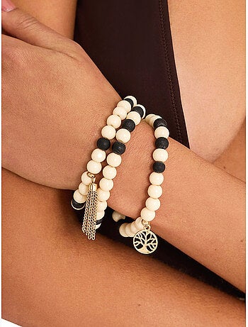 Ensemble de trois bracelets perles bicolores complementos