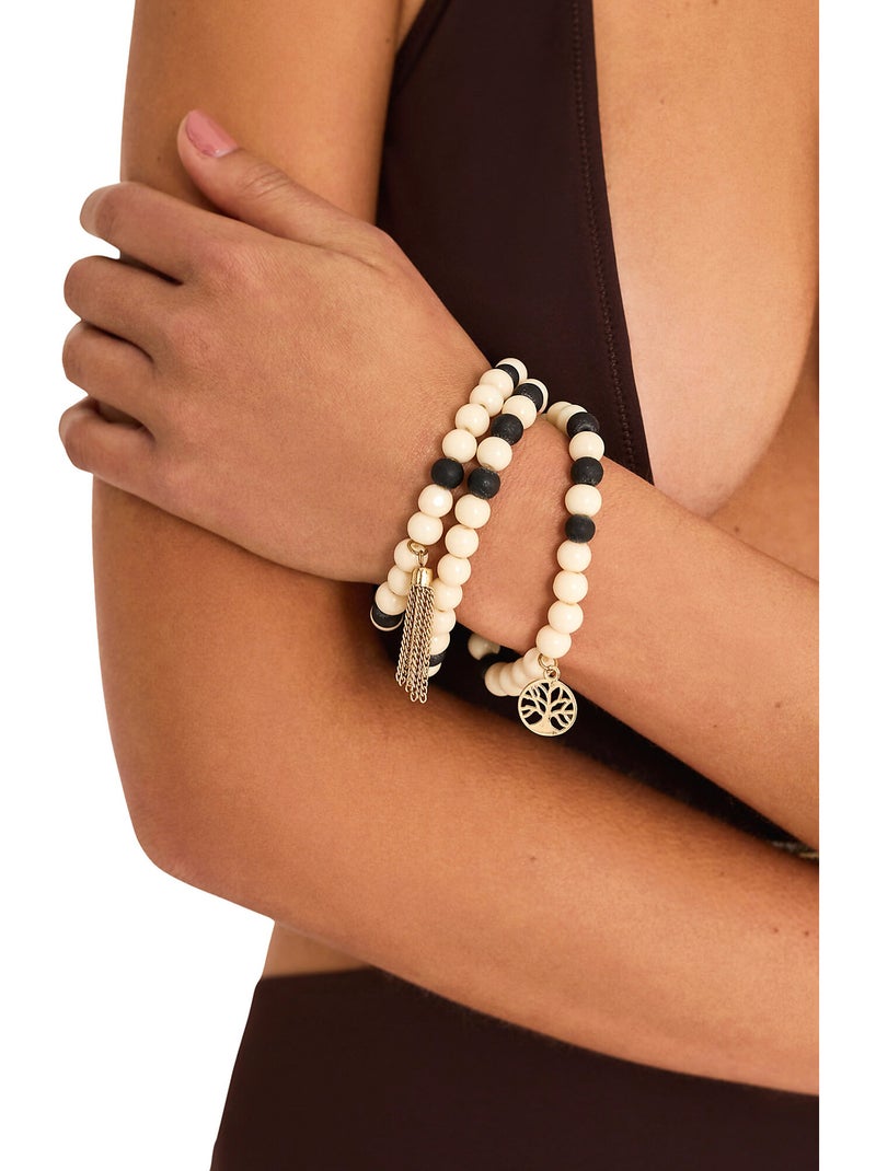 Ensemble de trois bracelets perles bicolores complementos Ecru - Kiabi