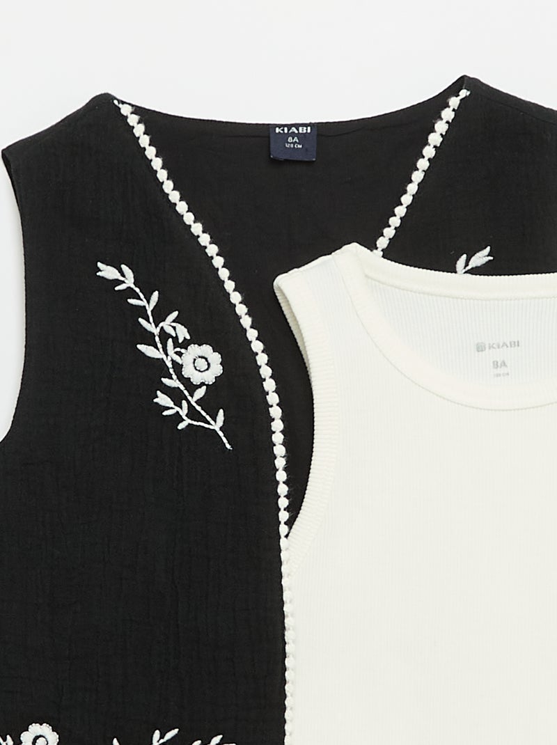 Ensemble débardeur + gilet sans manches Noir - Kiabi